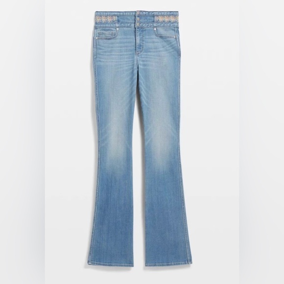 NWOT White House Black Market Blue Jeans with Tweed Waistband Details - Picture 7 of 11